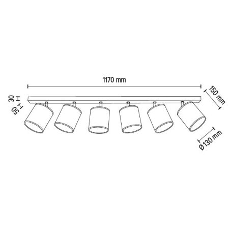 Espacio Lampa Sufitowa 6xE27 Max.25W Czarny/Multikolor