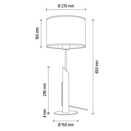 Espacio Lampa Stołowa 1xE27 Max.60W Czarny/Dąb Olejowany/Multikolor