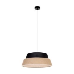 Jute Lampa Wisząca 1xE27 Max.60W Czarny/Transparentny PVC/Czarny-Beżowy