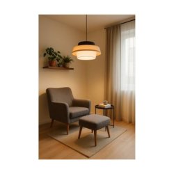 Jute Lampa Wisząca 1xE27 Max.60W Czarny/Transparentny PVC/Czarny-Beżowy-Biały
