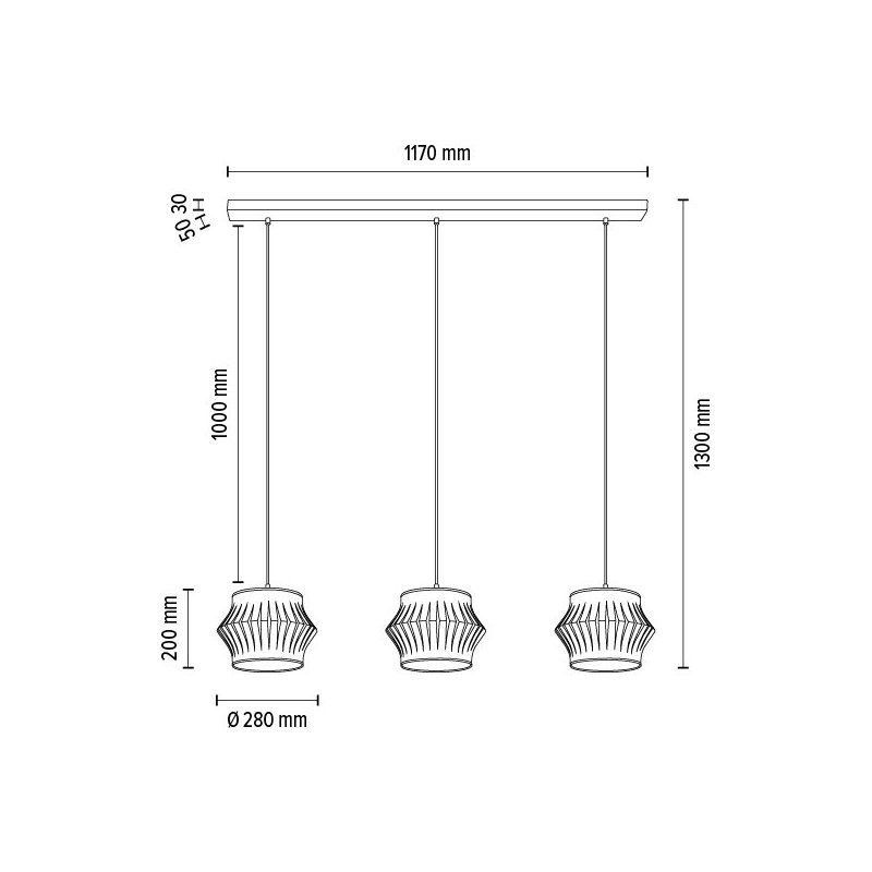 Lotus Lampa Wisząca 3xE27 Max.40W Czarny/Transparentny PVC/Szary