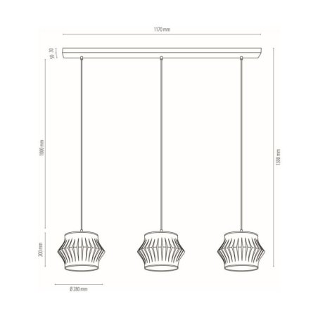 Lotus Lampa Wisząca 3xE27 Max.40W Czarny/Transparentny PVC/Antracyt