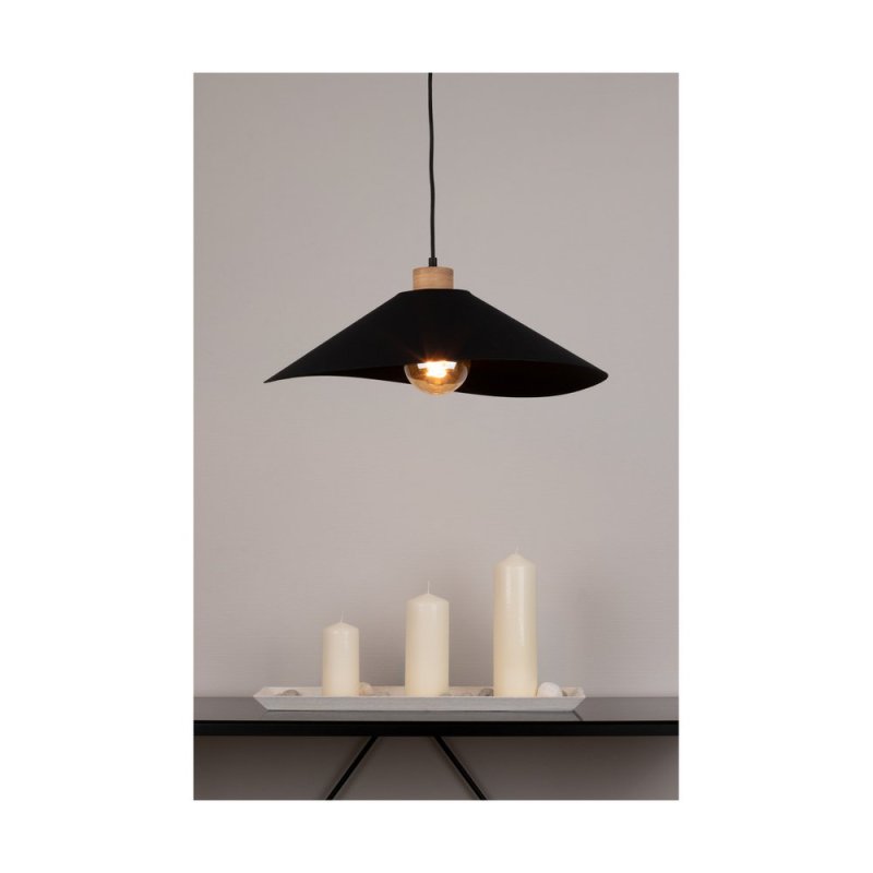 Hattu Lampa Wisząca 1xE27 Max.40W Dąb Olejowany/Czarny/Czarny