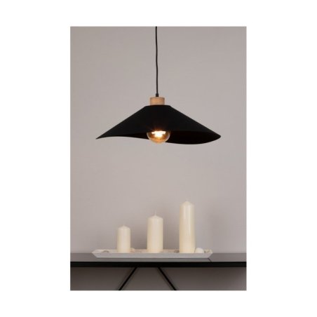 Hattu Lampa Wisząca 1xE27 Max.40W Dąb Olejowany/Czarny/Czarny