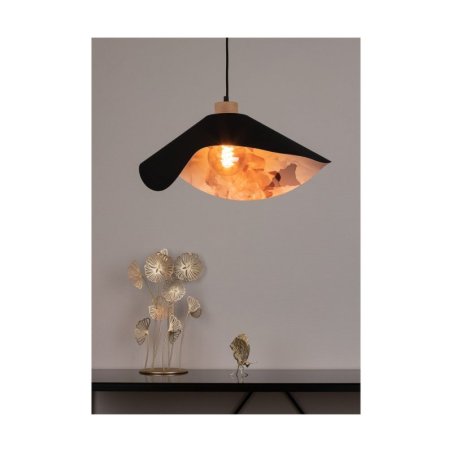 Hattu Floral Lampa Wisząca 1xE27 Max.40W Dąb Olejowany/Czarny/Czarny-Multikolor