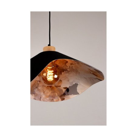 Hattu Floral Lampa Wisząca 1xE27 Max.40W Dąb Olejowany/Czarny/Czarny-Multikolor