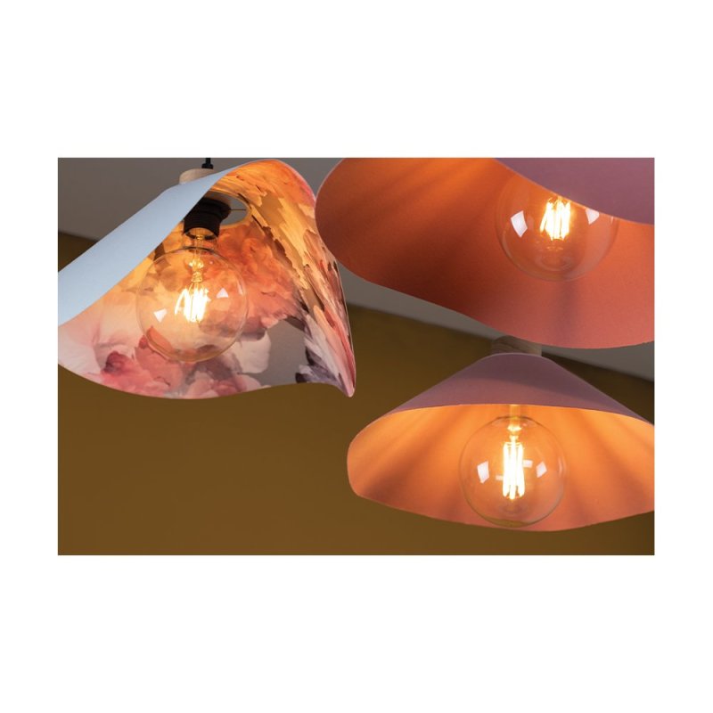 Hattu Lampa Wisząca 1xE27 Max.40W Dąb Olejowany/Czarny/Różowy