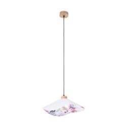 Hattu Floral Lampa Wisząca 1xE27 Max.40W Dąb Olejowany/Czarny/Szary-Multikolor
