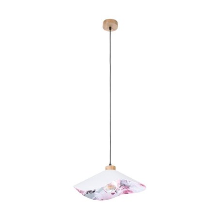 Hattu Floral Lampa Wisząca 1xE27 Max.40W Dąb Olejowany/Czarny/Szary-Multikolor