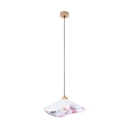 Hattu Floral Lampa Wisząca 1xE27 Max.40W Dąb Olejowany/Czarny/Szary-Multikolor