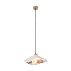 Hattu Floral Lampa Wisząca 1xE27 Max.40W Dąb Olejowany/Czarny/Szary-Multikolor