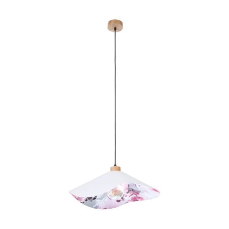 Hattu Floral Lampa Wisząca 1xE27 Max.40W Dąb Olejowany/Czarny/Szary-Multikolor