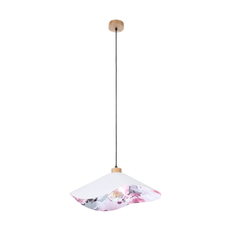 Hattu Floral Lampa Wisząca 1xE27 Max.40W Dąb Olejowany/Czarny/Szary-Multikolor
