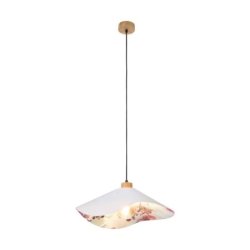 Hattu Floral Lampa Wisząca 1xE27 Max.40W Dąb Olejowany/Czarny/Szary-Multikolor