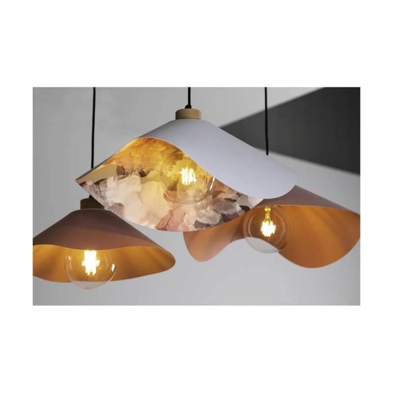 Hattu Floral Lampa Wisząca 1xE27 Max.40W Dąb Olejowany/Czarny/Szary-Multikolor