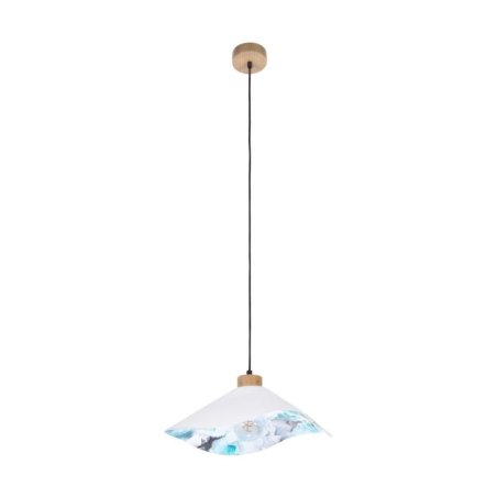 Hattu Floral Lampa Wisząca 1xE27 Max.40W Dąb Olejowany/Czarny/Biały-Multikolor