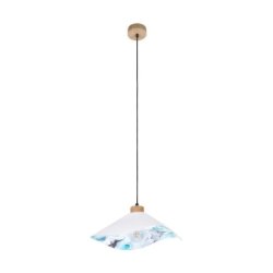 Hattu Floral Lampa Wisząca 1xE27 Max.40W Dąb Olejowany/Czarny/Biały-Multikolor