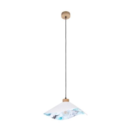 Hattu Floral Lampa Wisząca 1xE27 Max.40W Dąb Olejowany/Czarny/Biały-Multikolor