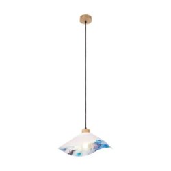 Hattu Floral Lampa Wisząca 1xE27 Max.40W Dąb Olejowany/Czarny/Biały-Multikolor