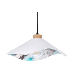 Hattu Floral Lampa Wisząca 1xE27 Max.40W Dąb Olejowany/Czarny/Biały-Multikolor