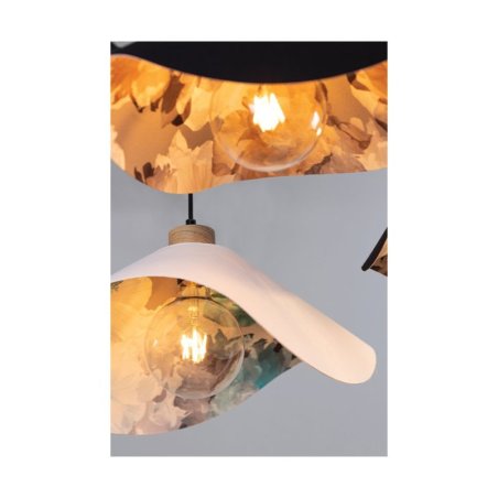 Hattu Floral Lampa Wisząca 1xE27 Max.40W Dąb Olejowany/Czarny/Biały-Multikolor