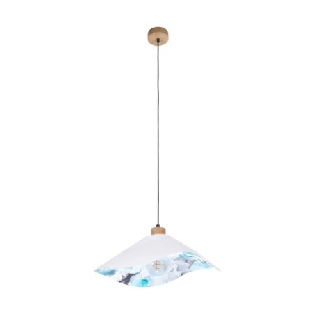 Hattu Floral Lampa Wisząca 1xE27 Max.40W Dąb Olejowany/Czarny/Biały-Multikolor