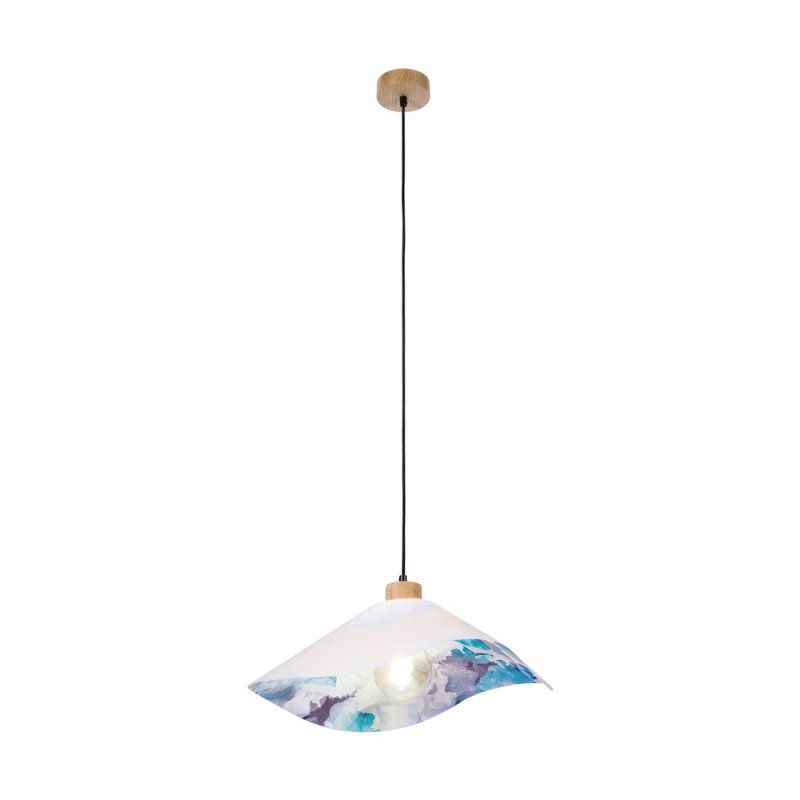 Hattu Floral Lampa Wisząca 1xE27 Max.40W Dąb Olejowany/Czarny/Biały-Multikolor