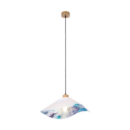 Hattu Floral Lampa Wisząca 1xE27 Max.40W Dąb Olejowany/Czarny/Biały-Multikolor