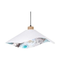 Hattu Floral Lampa Wisząca 1xE27 Max.40W Dąb Olejowany/Czarny/Biały-Multikolor