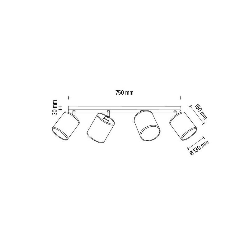 Nevoa Lampa Sufitowa 4xE27 Max.25W Czarny/Chrom/Czarny