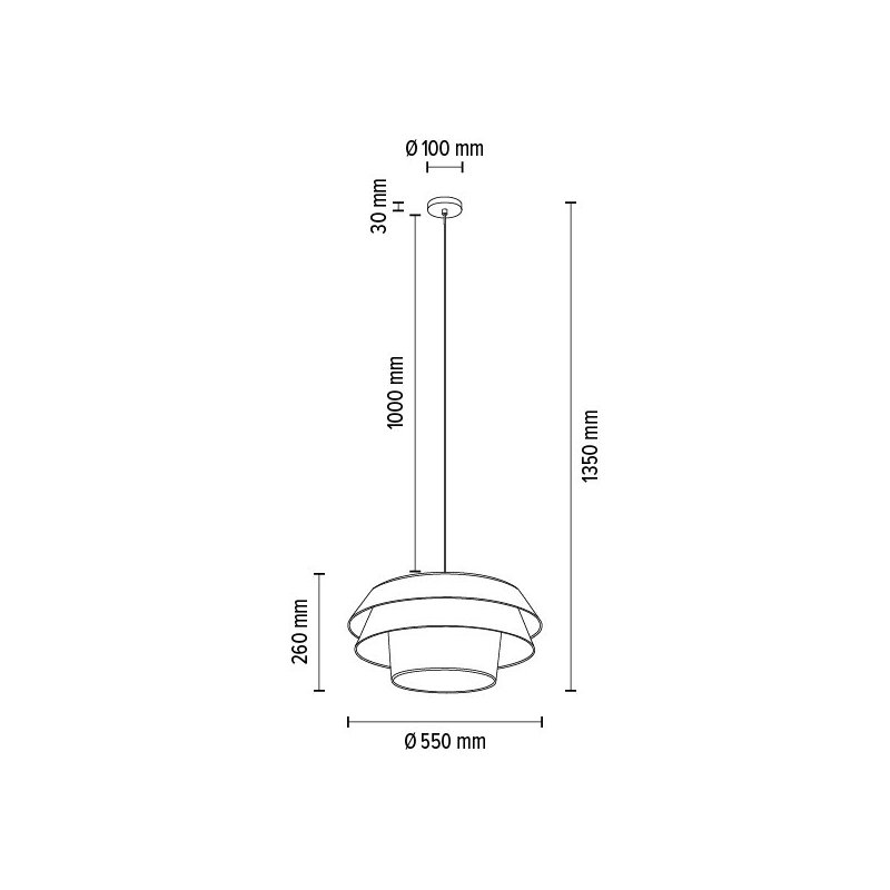 Amar Lampa Wisząca 1xE27 Max.60W Czarny/Transparentny PVC/Biały