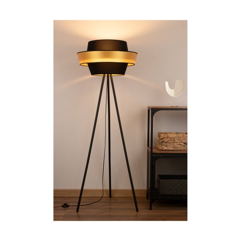 Preto Gold Lampa Podłogowa 1xE27 Max.40W Czarny/Czarny-Złoty