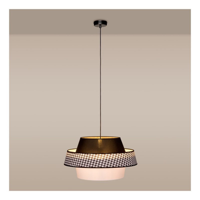 Preto Pepito Lampa Wisząca 1xE27 Max.60W Czarny/Czarny/Pepitka-Czarny-Biały