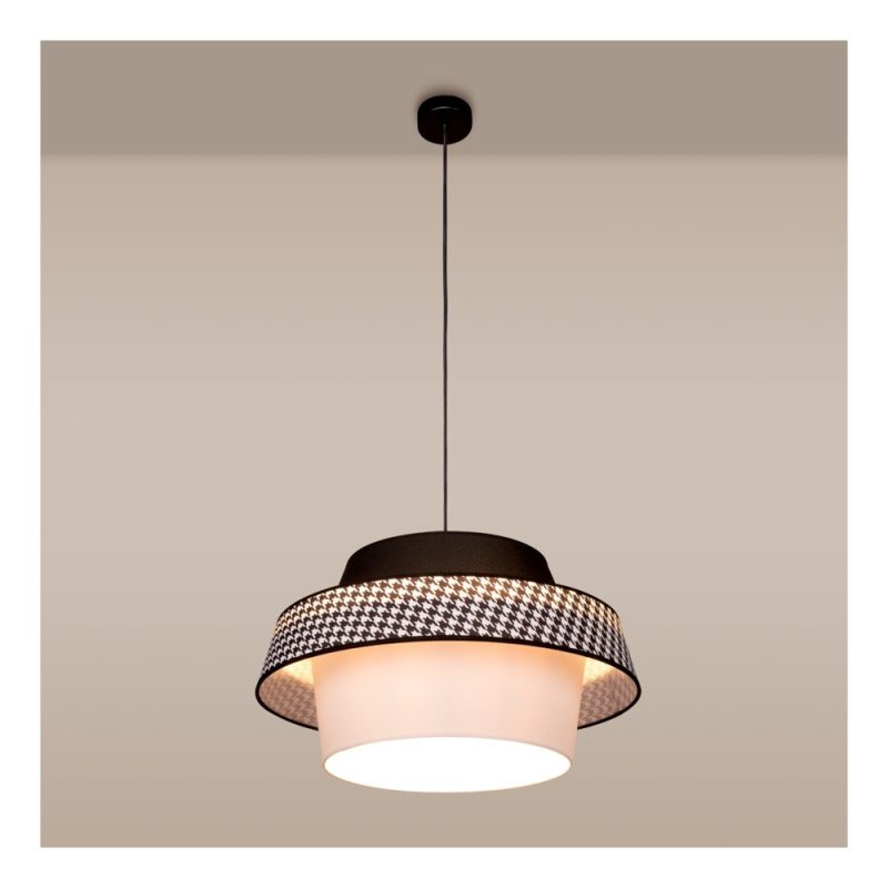 Preto Pepito Lampa Wisząca 1xE27 Max.60W Czarny/Czarny/Pepitka-Czarny-Biały
