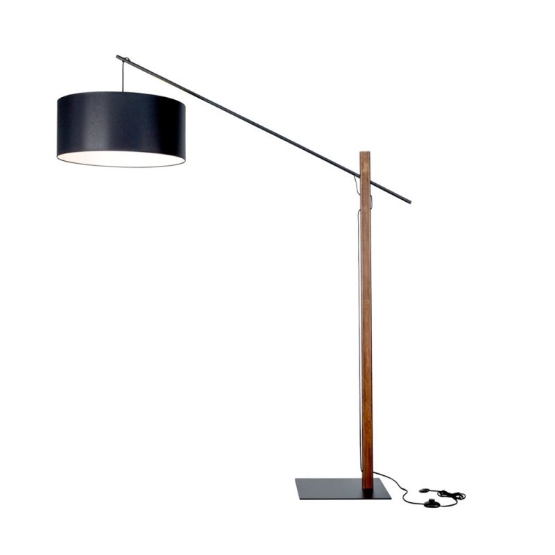 Cecile Lampa Podłogowa 1xE27 60W Czarny/Orzech/Czarny