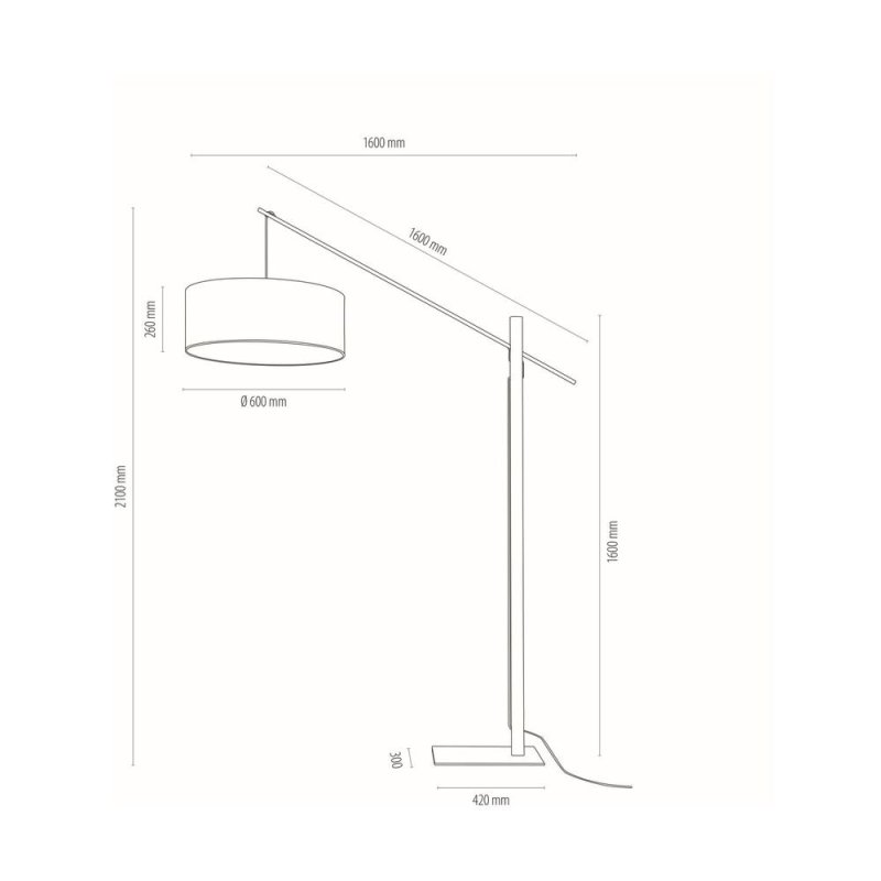Cecile Lampa Podłogowa 1xE27 60W Czarny/Orzech/Czarny