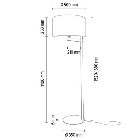 Alina Lampa Podłogowa 1xE27 Max.60W Czarny/Dąb Olejowany/Biały