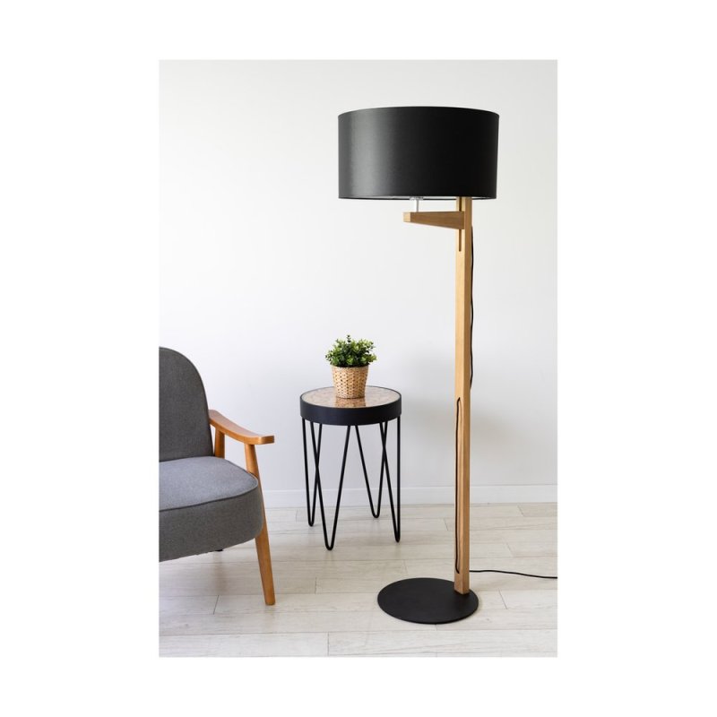 Alina Lampa Podłogowa 1xE27 Max.60W Czarny/Dąb Olejowany/Czarny