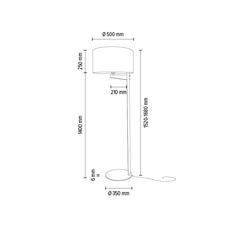 Alina Lampa Podłogowa 1xE27 Max.60W Czarny/Dąb Olejowany/Czarny