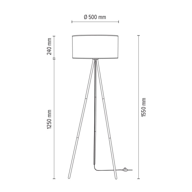 Dove Lampa Podłogowa 1xE27 Max.40W Czarny/Czarny PVC/Szary