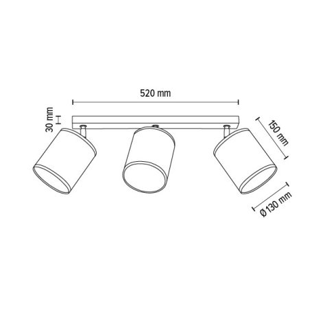 Aprillia Lampa Sufitowa 3xE27 Max.25W Dąb Olejowany/Szary