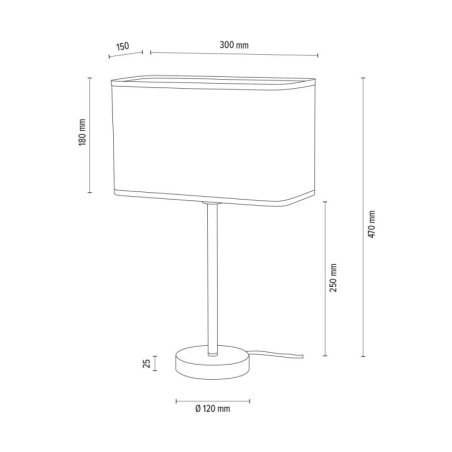 Cadre Lampa Stołowa 1xE27 Max.25W Chrom/Transparentny PVC/Szary