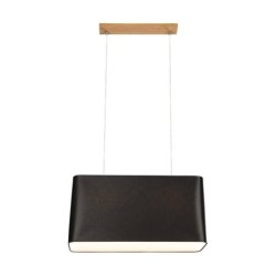 Cadre Lampa Wisząca 2xE27 Max.40W Dąb Olejowany/Transparentny PVC/Czarny