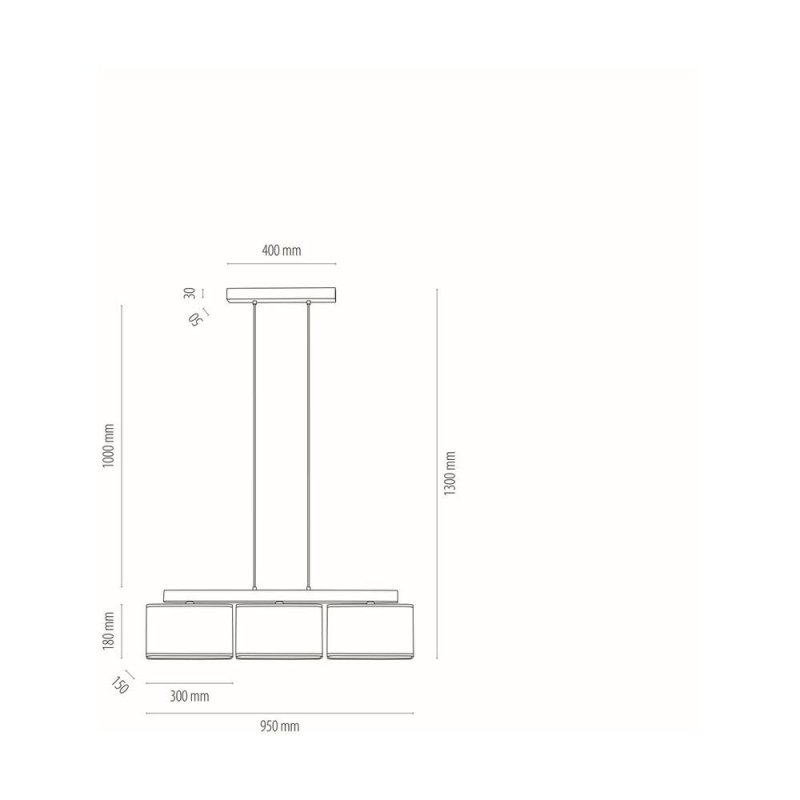 Cadre Lampa Wisząca 3xE27 Max.25W Dąb Olejowany/Transparentny PVC/Biały