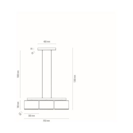 Cadre Lampa Wisząca 3xE27 Max.25W Dąb Olejowany/Transparentny PVC/Biały