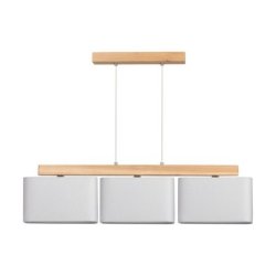 Cadre Lampa Wisząca 3xE27 Max.25W Dąb Olejowany/Transparentny PVC/Chrom/Szary