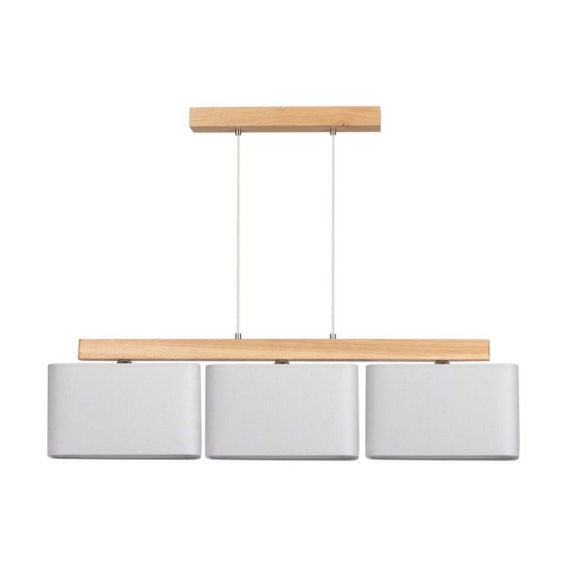 Cadre Lampa Wisząca 3xE27 Max.25W Dąb Olejowany/Transparentny PVC/Chrom/Szary