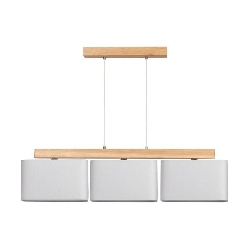 Cadre Lampa Wisząca 3xE27 Max.25W Dąb Olejowany/Transparentny PVC/Chrom/Szary