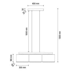 Cadre Lampa Wisząca 3xE27 Max.25W Dąb Olejowany/Transparentny PVC/Czarny
