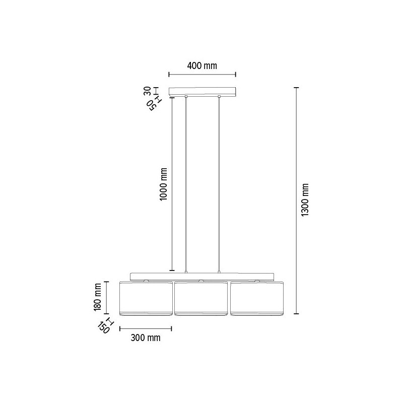 Cadre Lampa Wisząca 3xE27 Max.25W Dąb Olejowany/Transparentny PVC/Czarny